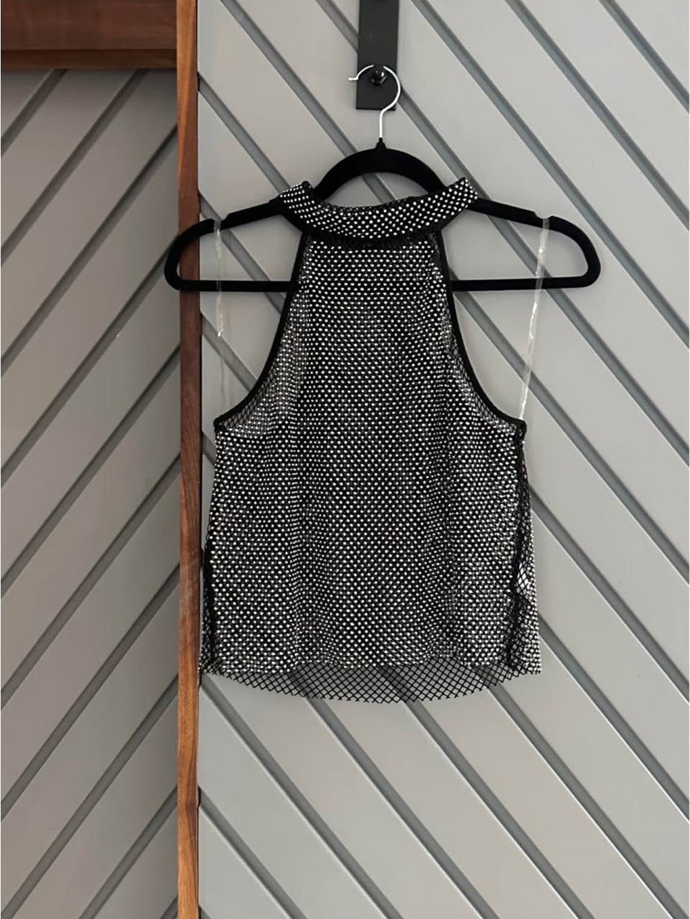 Hot & Delicious Black and White Polka Dot Halter Mesh Crop Top